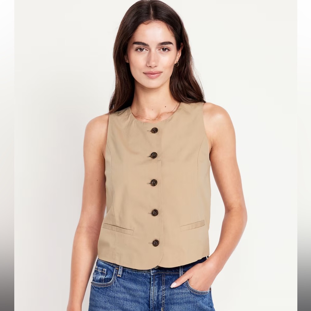 NWT Tan Button-Up Vest